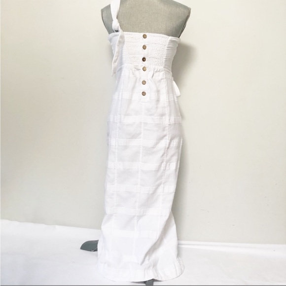 Free People white linen blend one shoulder maxi wrap dress size small - Picture 6 of 7